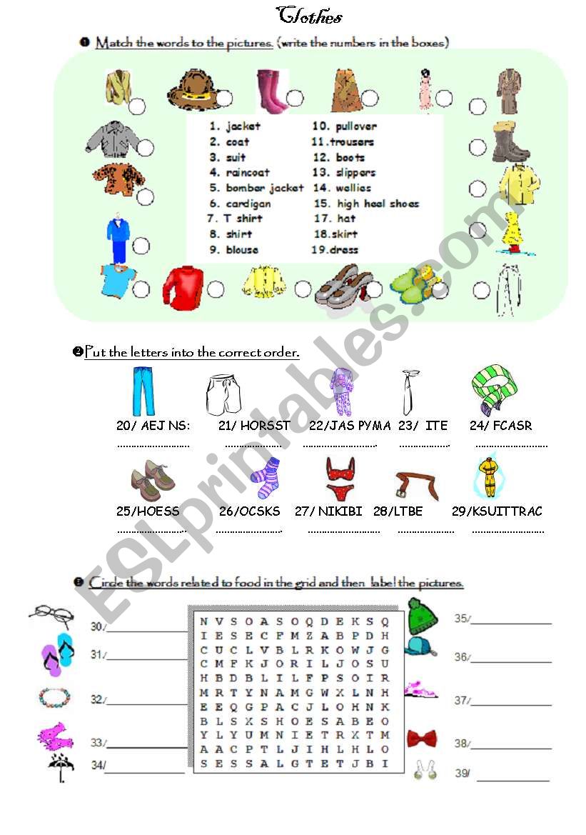 Clothes worksheet worksheet