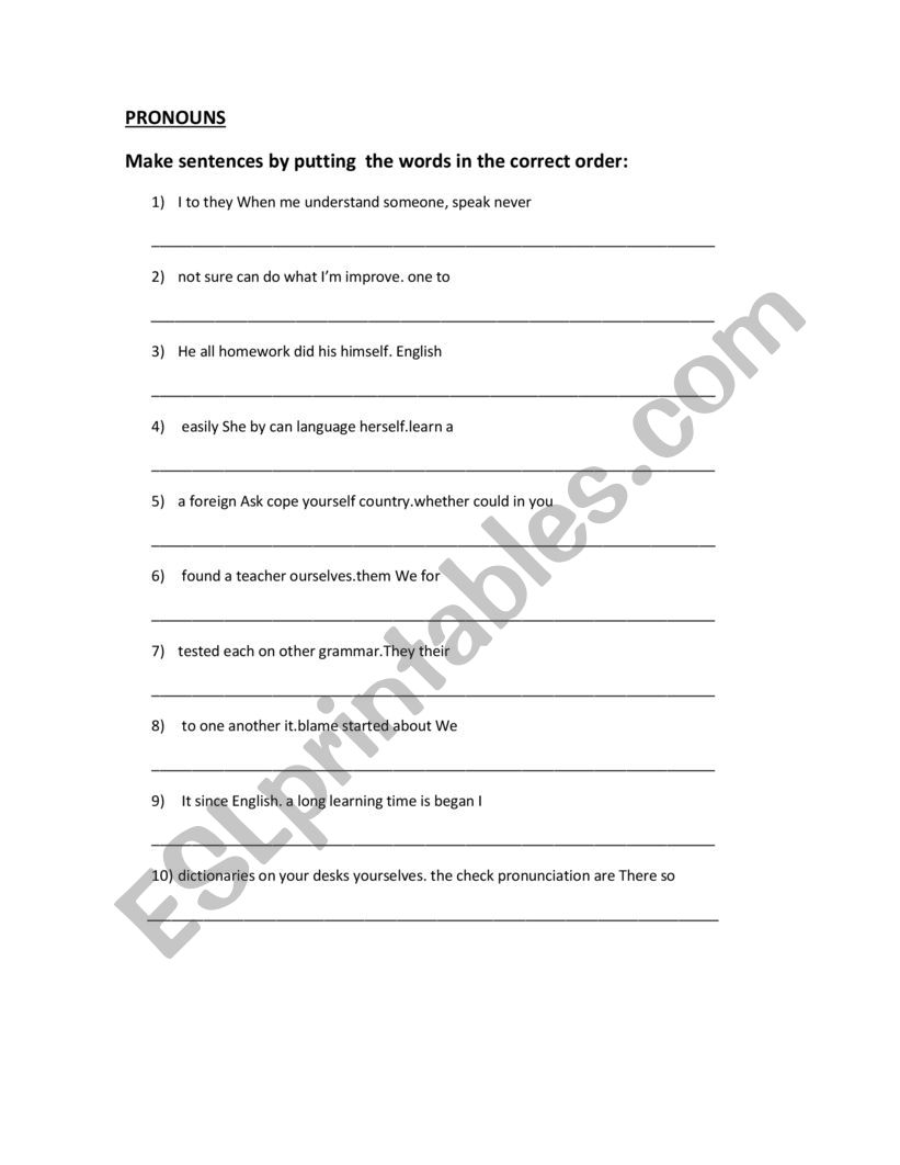 Pronoun paraphrasing worksheet