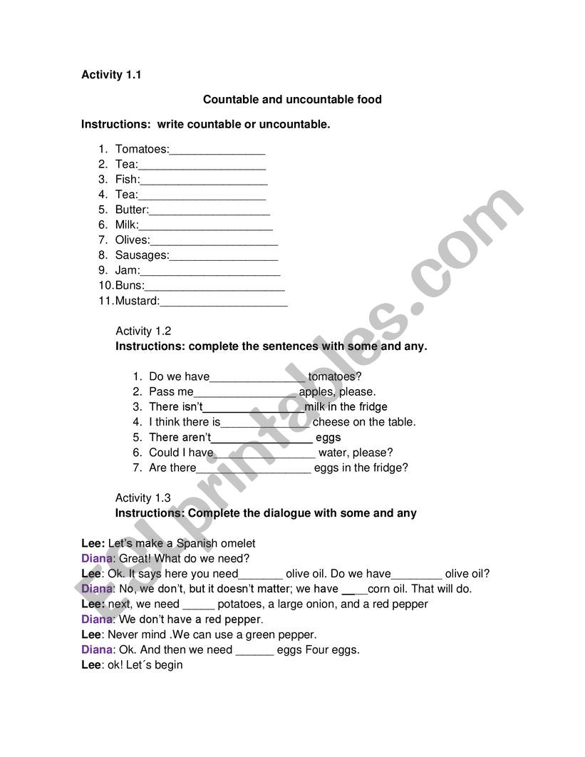  Glorious food! worksheet