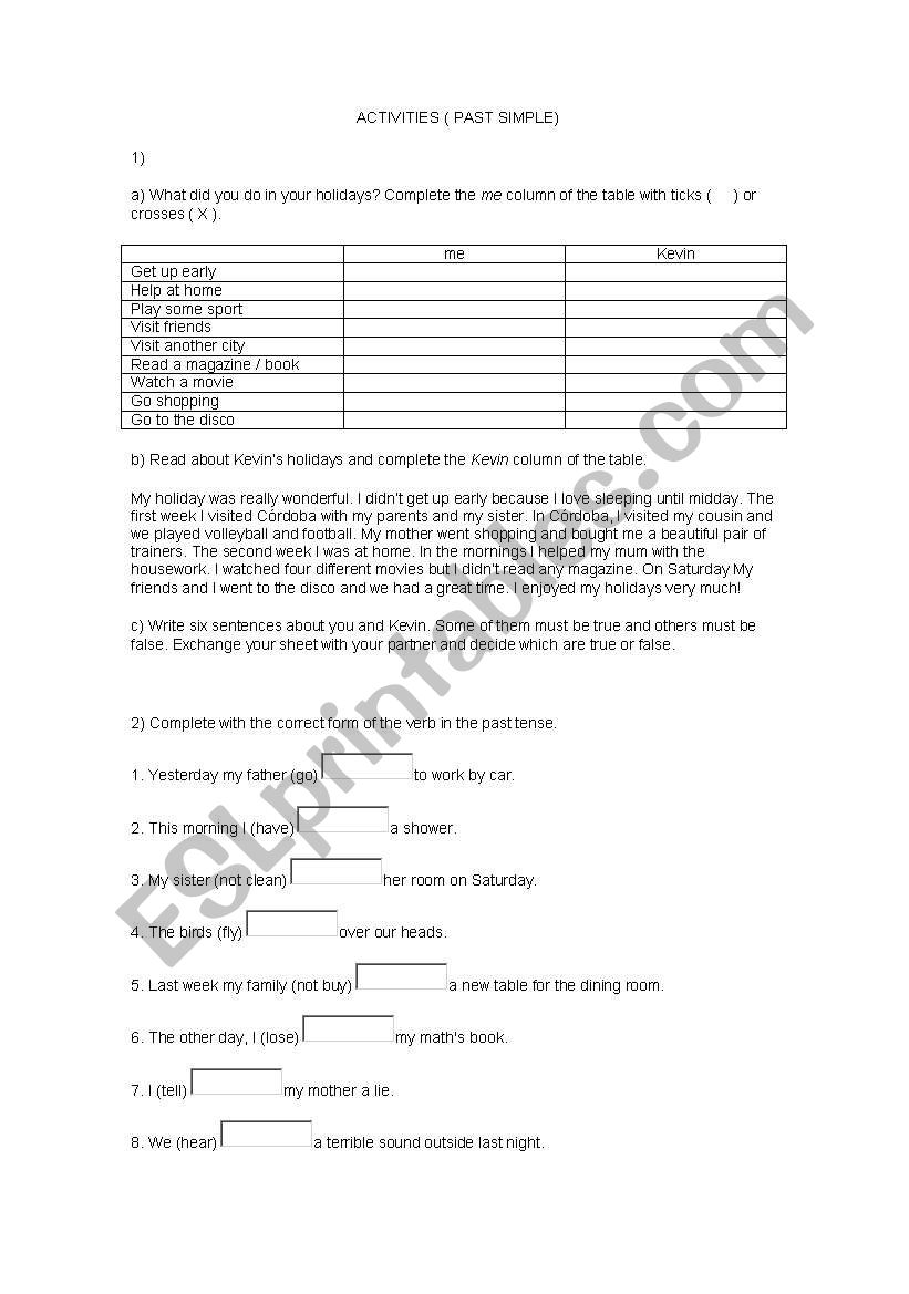 simple past worksheet