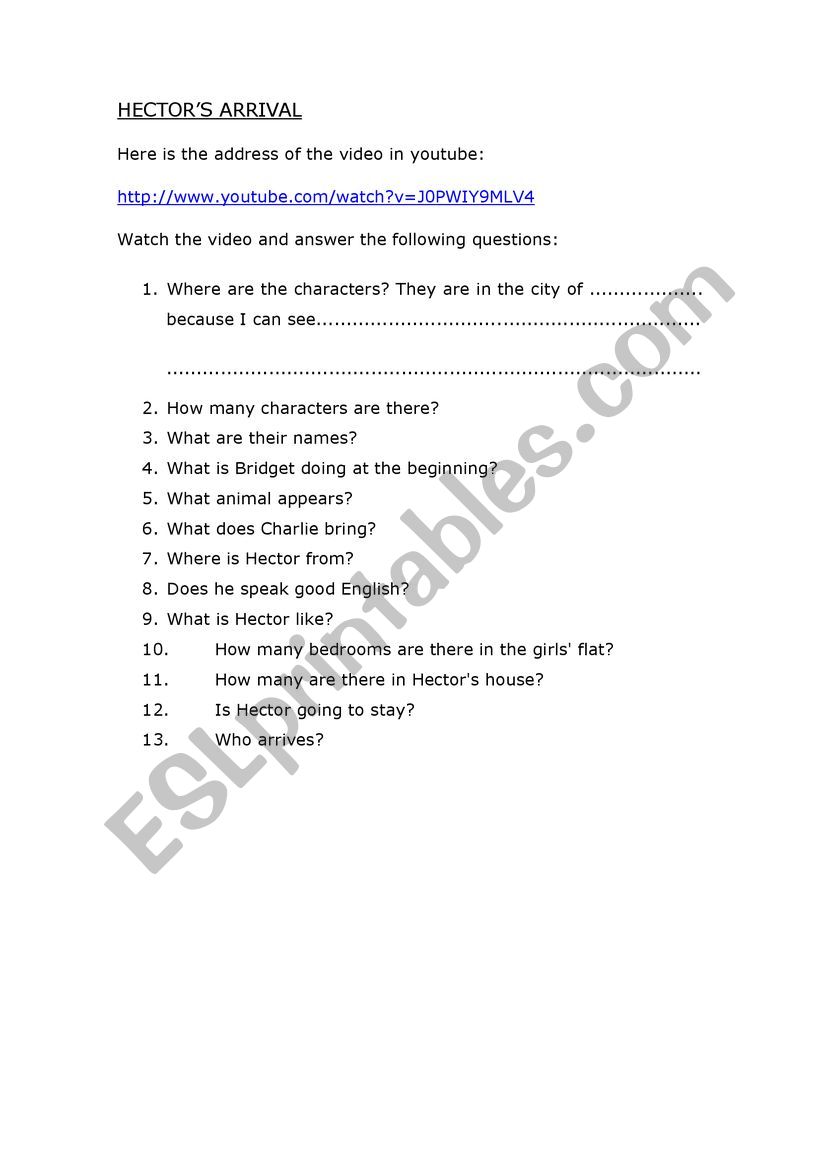 Worksheet for the TV show Extra