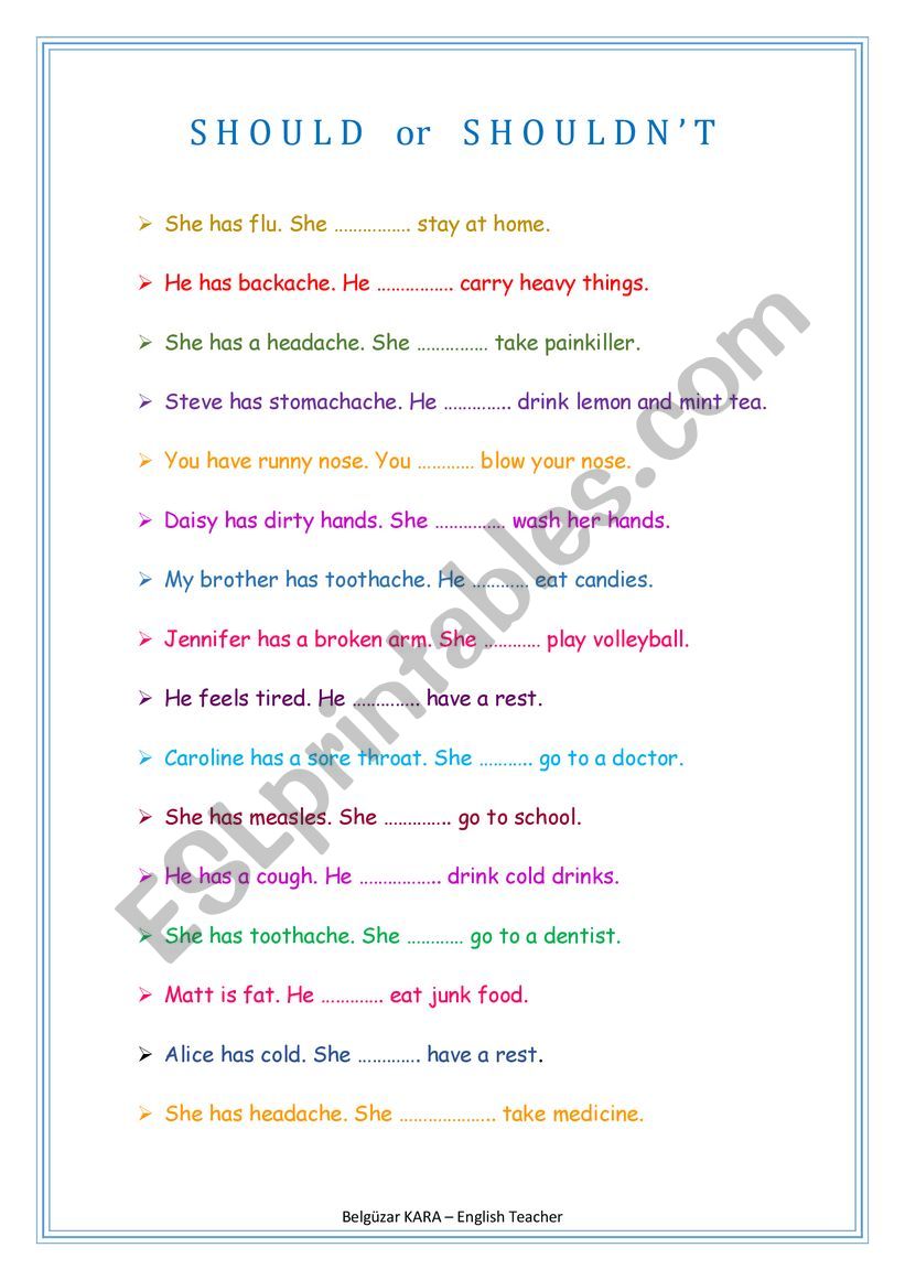 should or shouldn�t worksheet