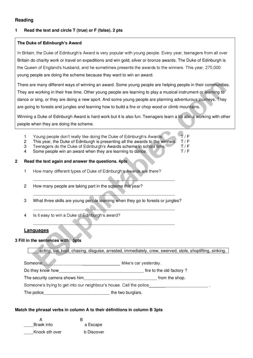 quiz worksheet