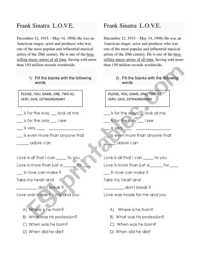 Listening skill worksheet