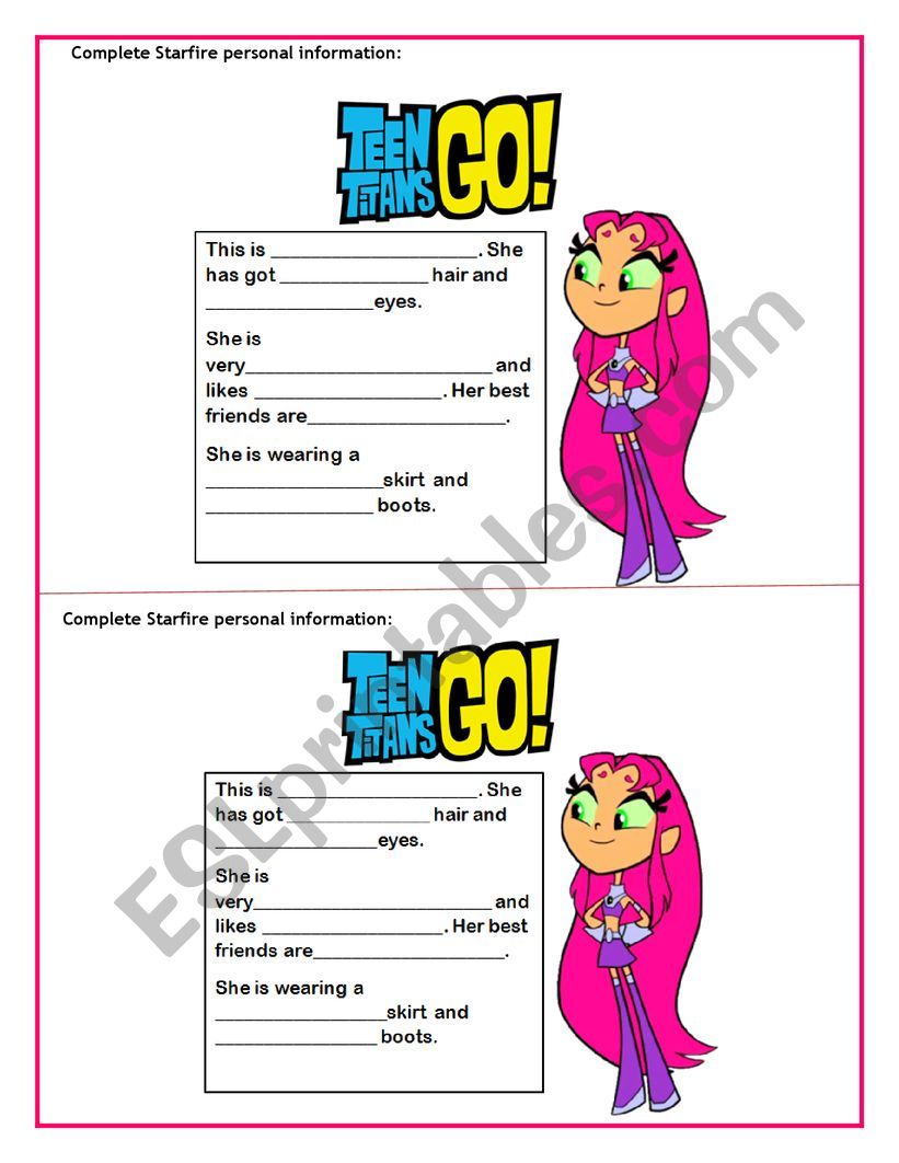 Teen Titans go! worksheet