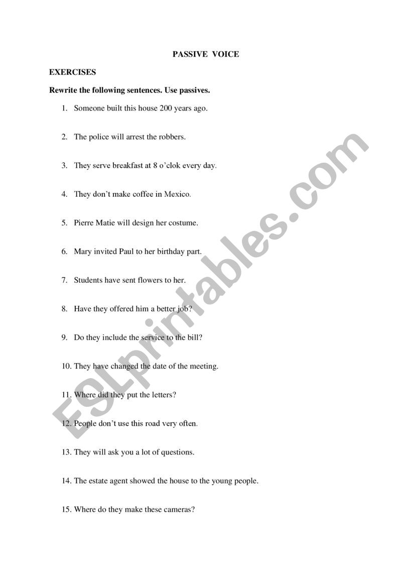 Passive Voice worksheet