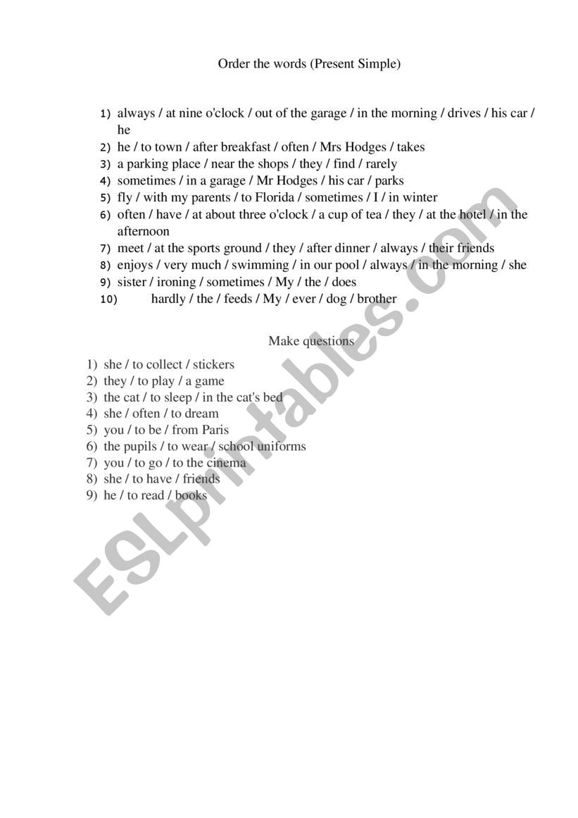 Present Simple worksheet