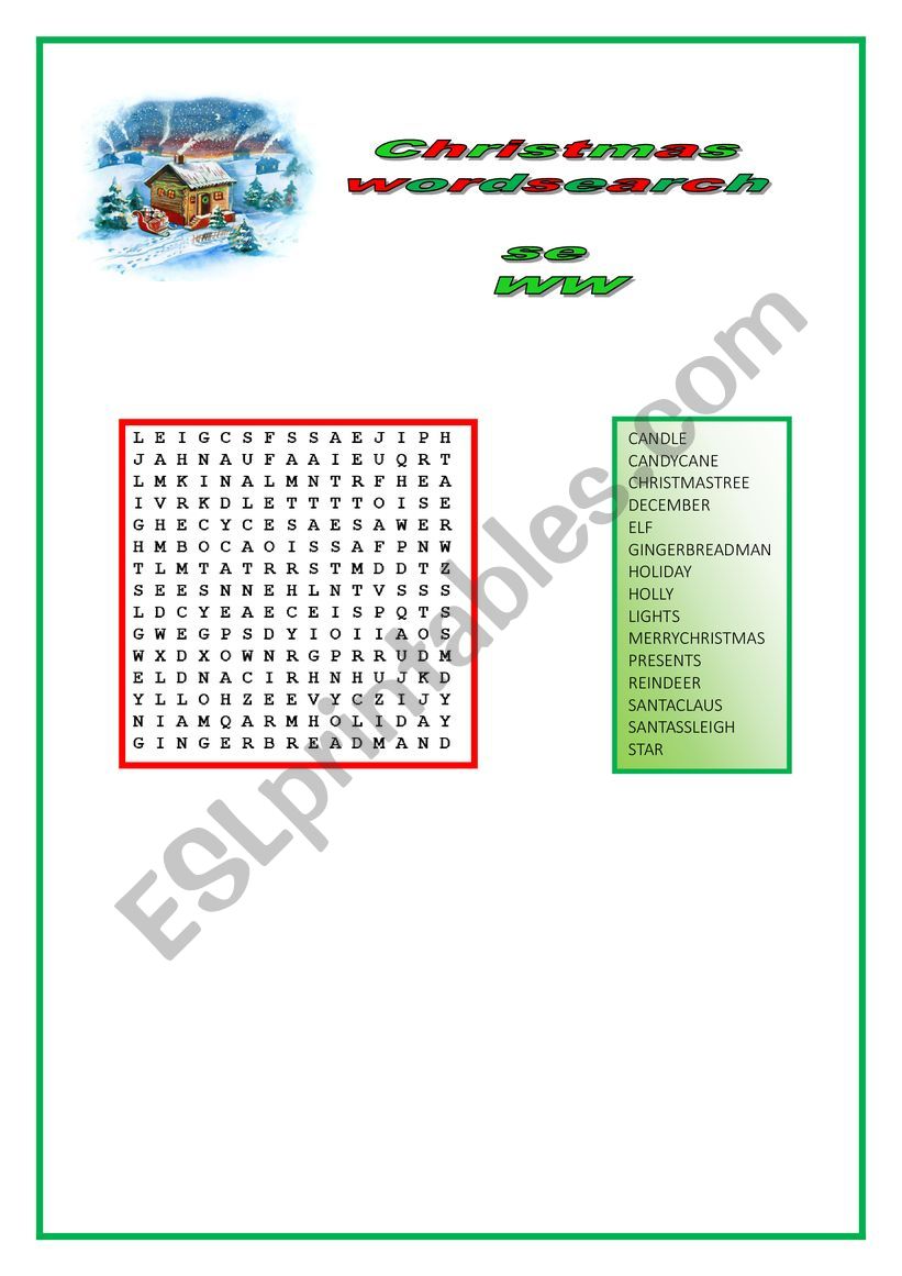 CHRISTMAS WORDSEARCH worksheet