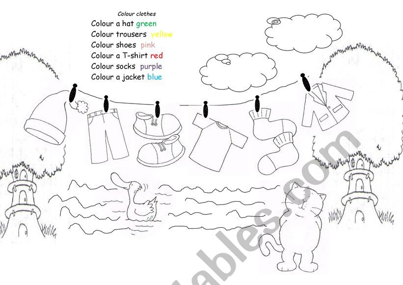 Cookie A colour clothes worksheet