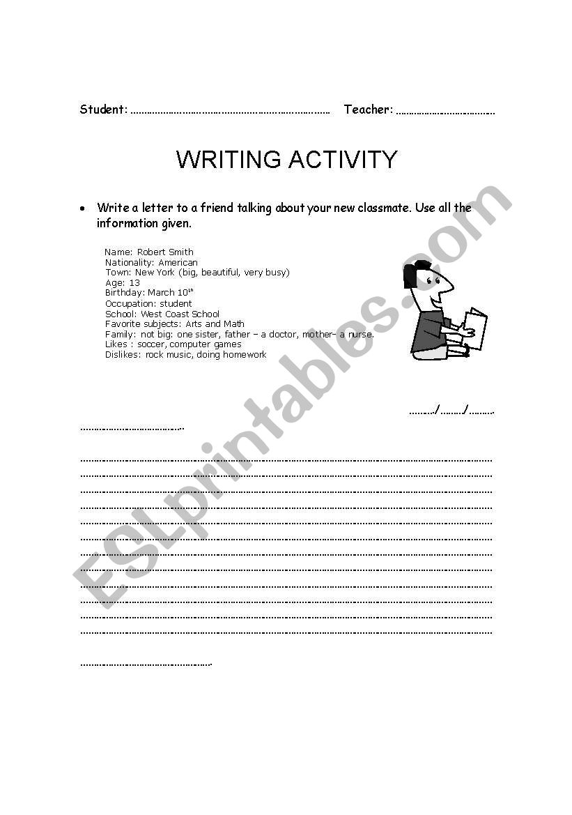 Writing Activity worksheet