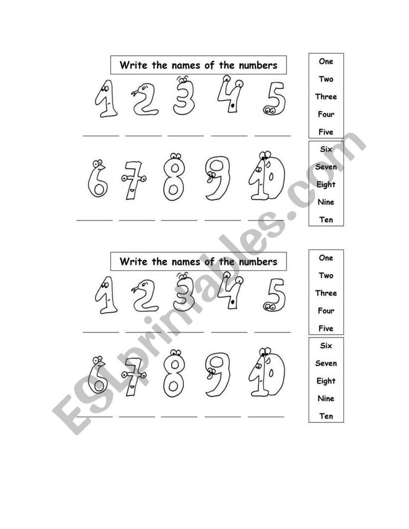 Numbers worksheet