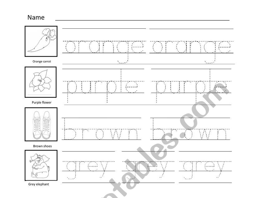 Colors tracing worksheet worksheet