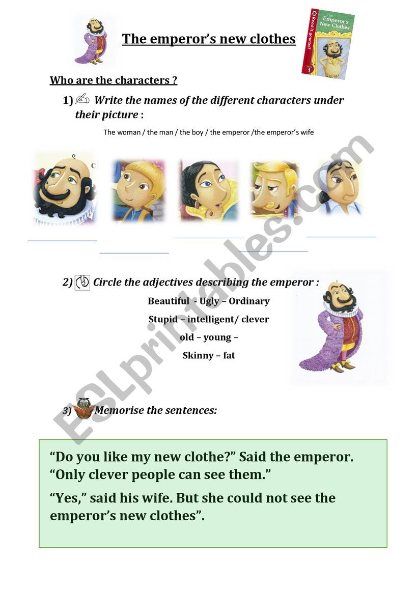 The emperor�s new clothes worksheet