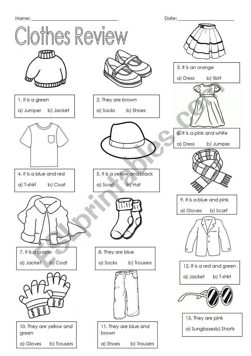 Clothes Review! worksheet