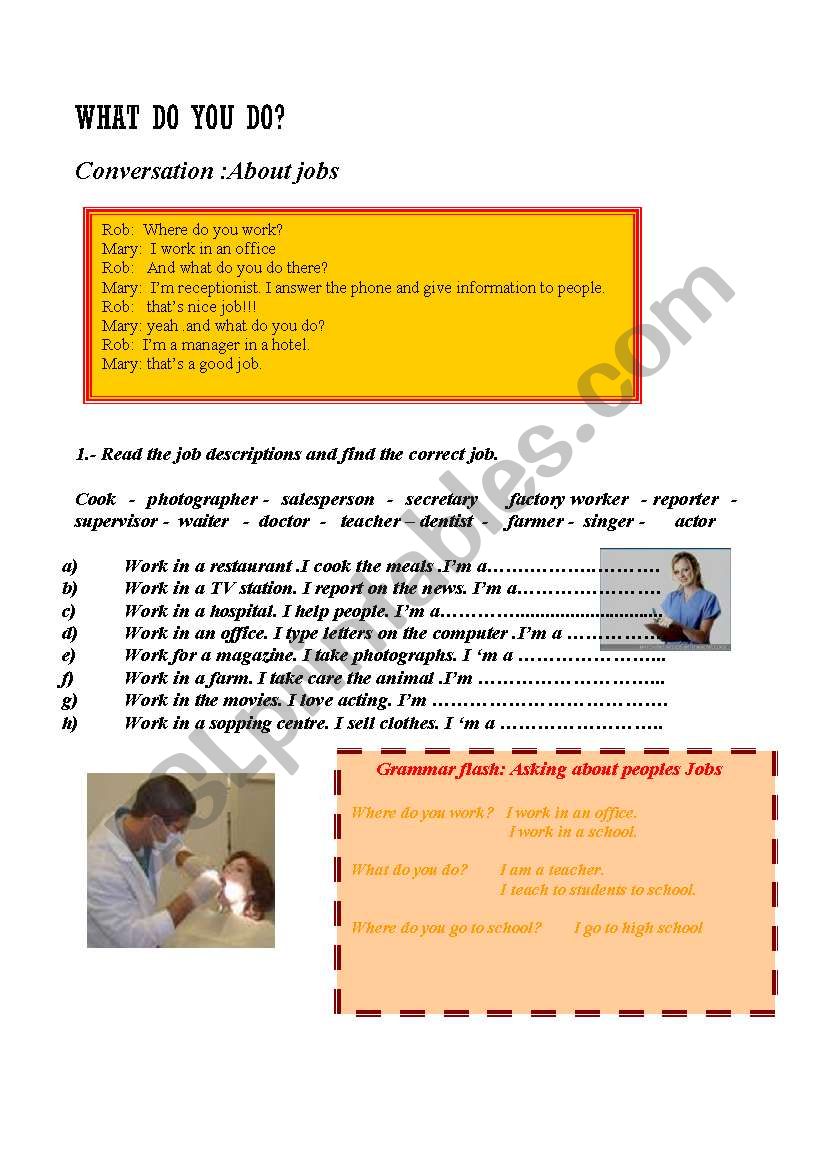 what do you do-???? worksheet