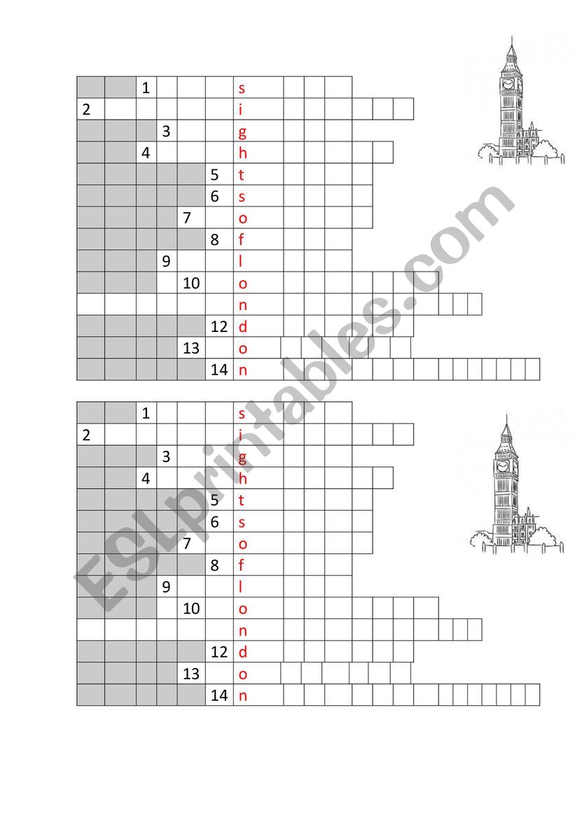 SIGHTS OF LONDON worksheet