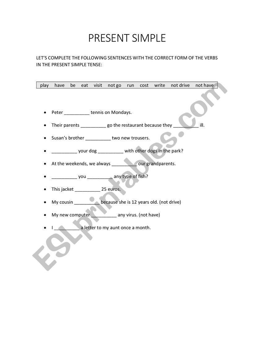 Present Simple worksheet