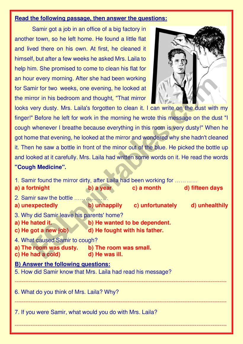 Reading Comprehension worksheet