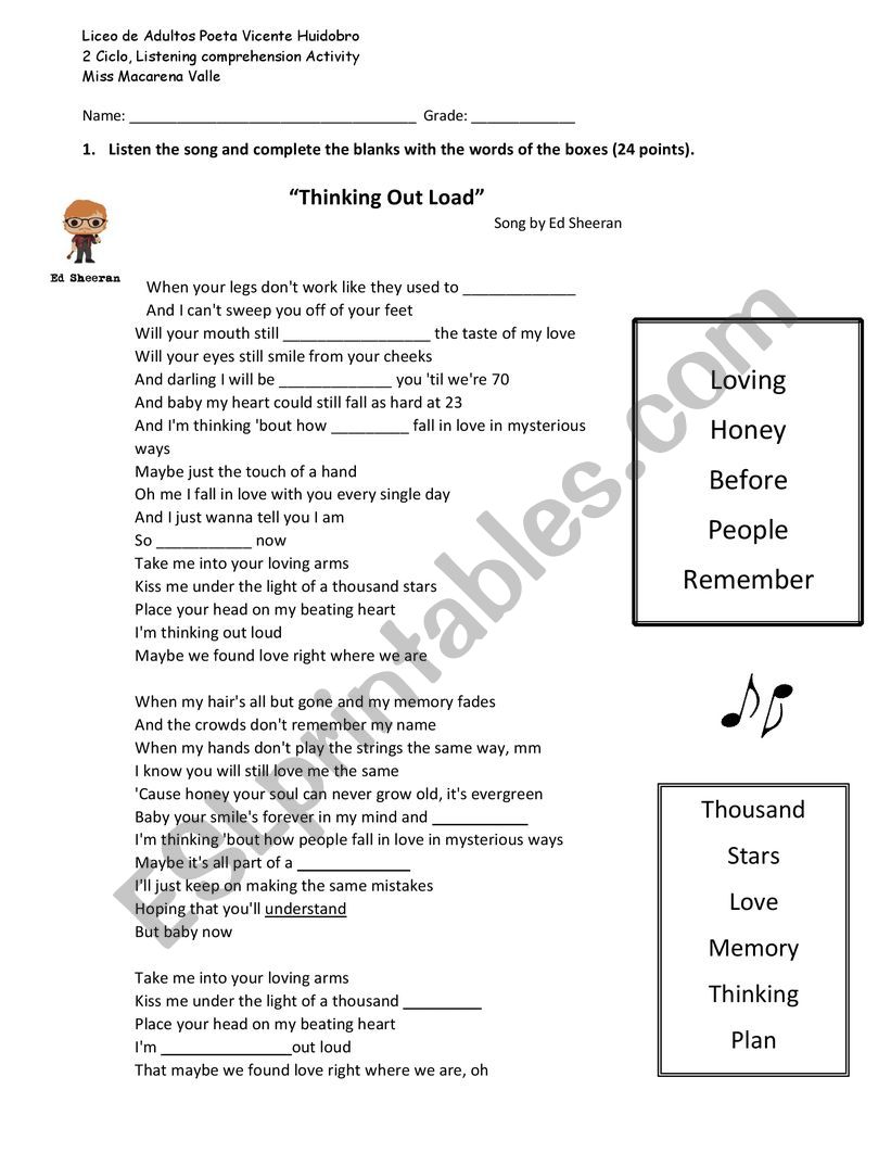 Listening Comprehension with songs