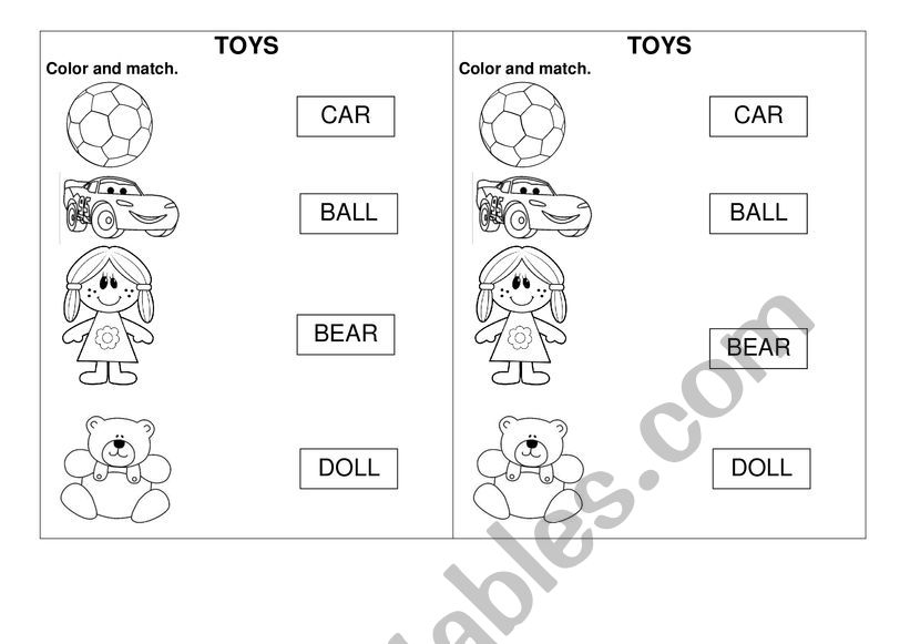 Toys worksheet