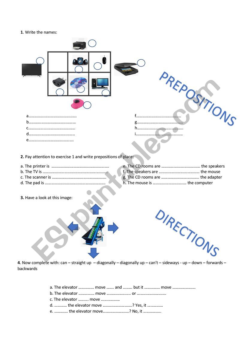 Prepositions of place and directions