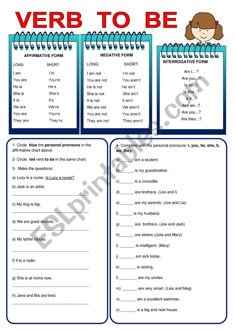 verb to be forms activity worksheet