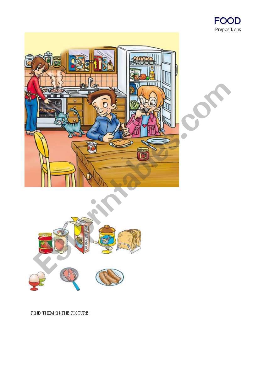 FOOD/PREPOSITIONS worksheet