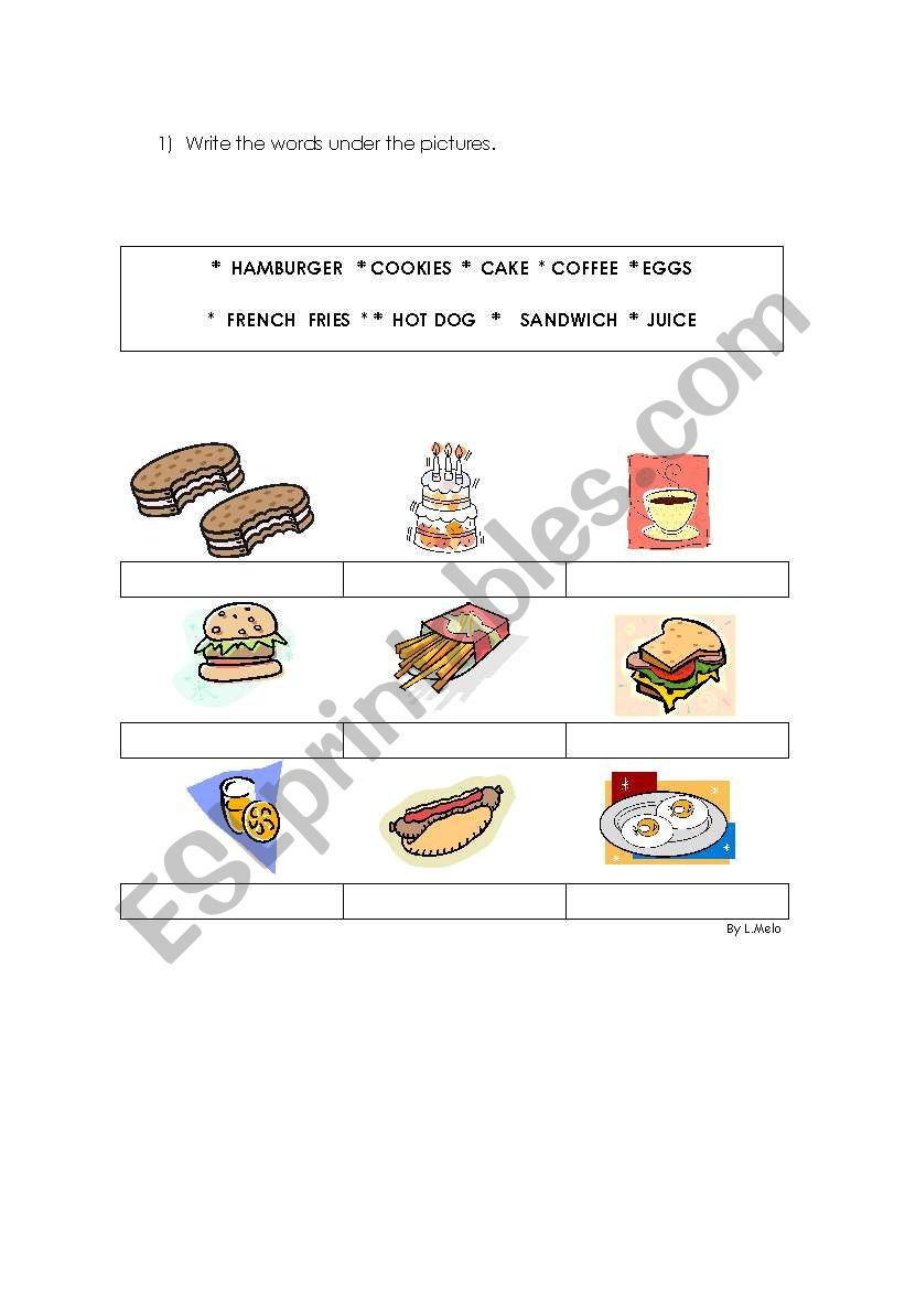 FOOD worksheet