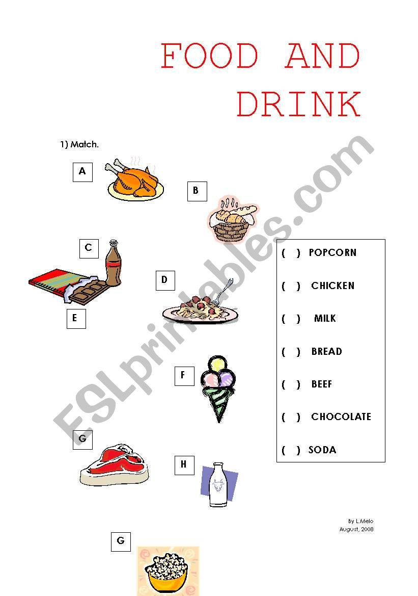 FOOD AND DRINK worksheet