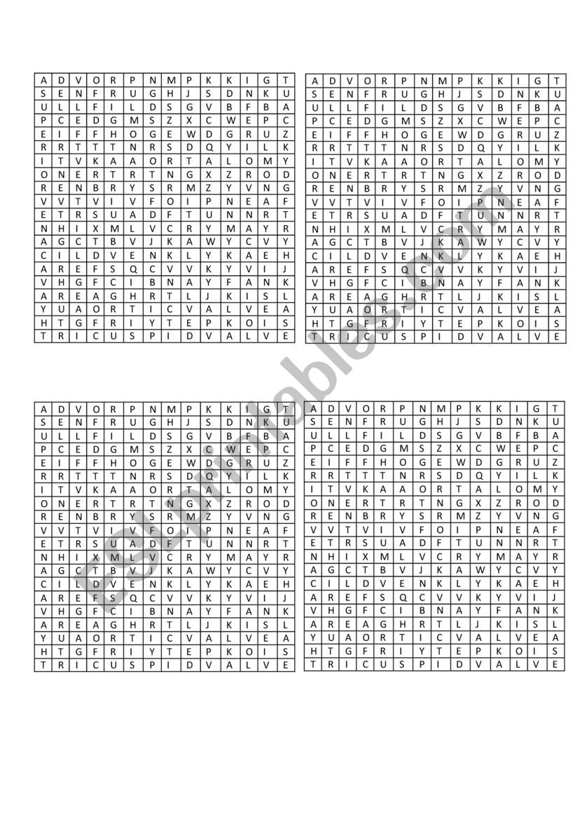 The Anatomy of the Heart wordsearch