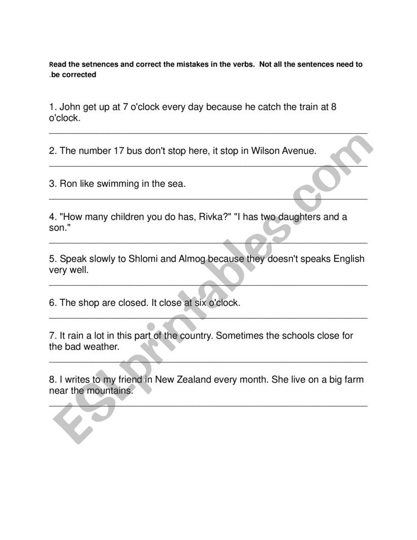 Present Simple worksheet