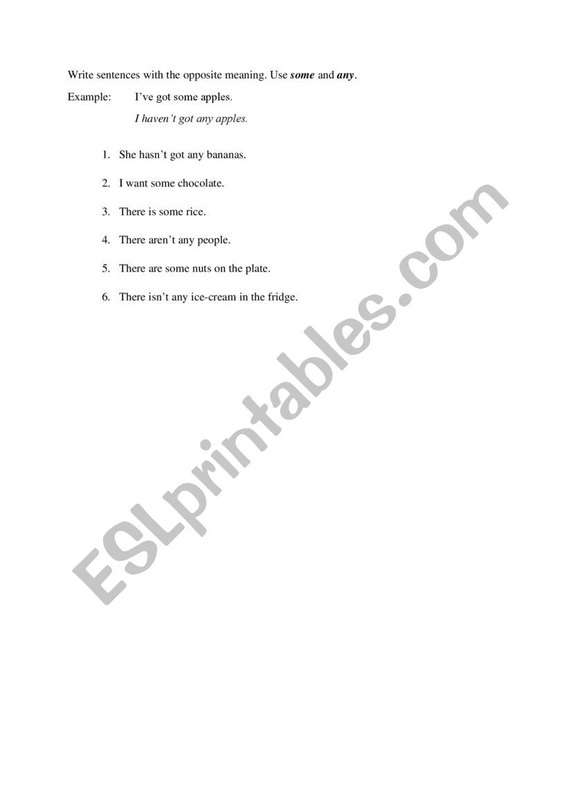 Some/any worksheet Some/any worksheet