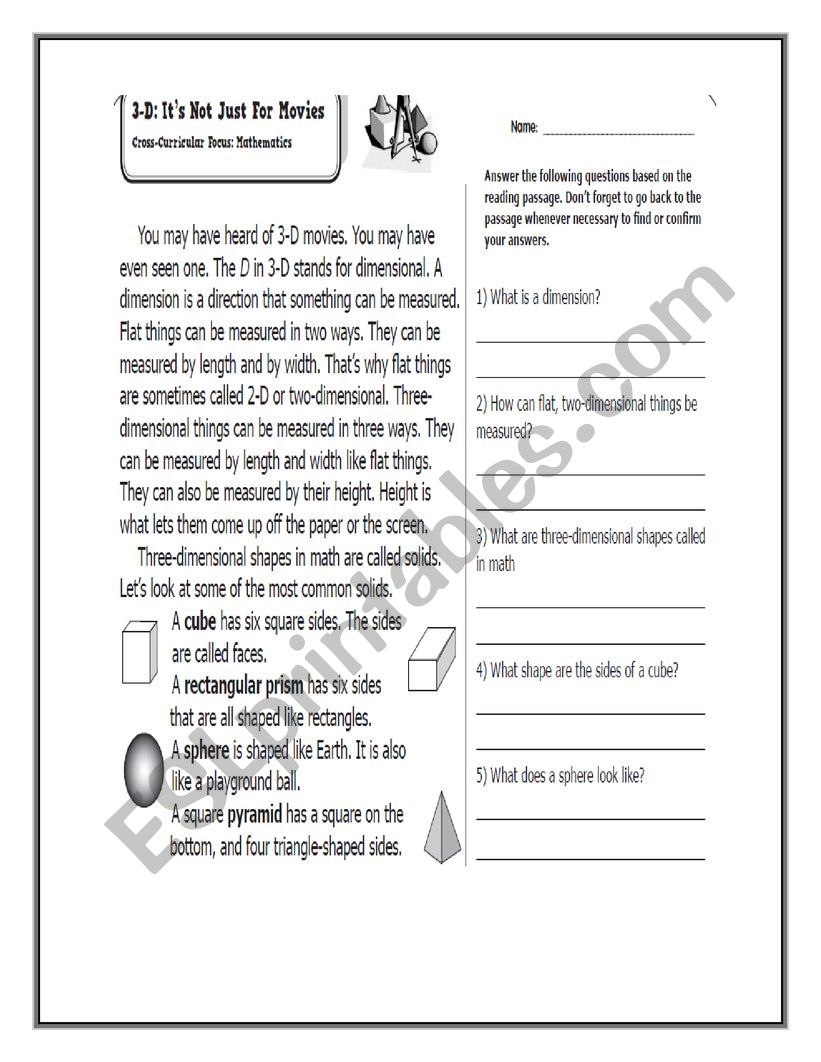 reading worksheet