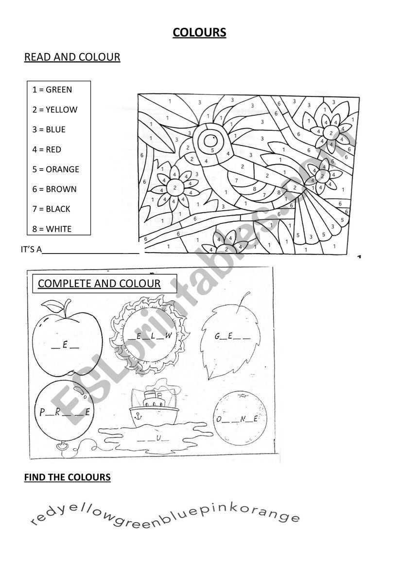 COLOURS worksheet