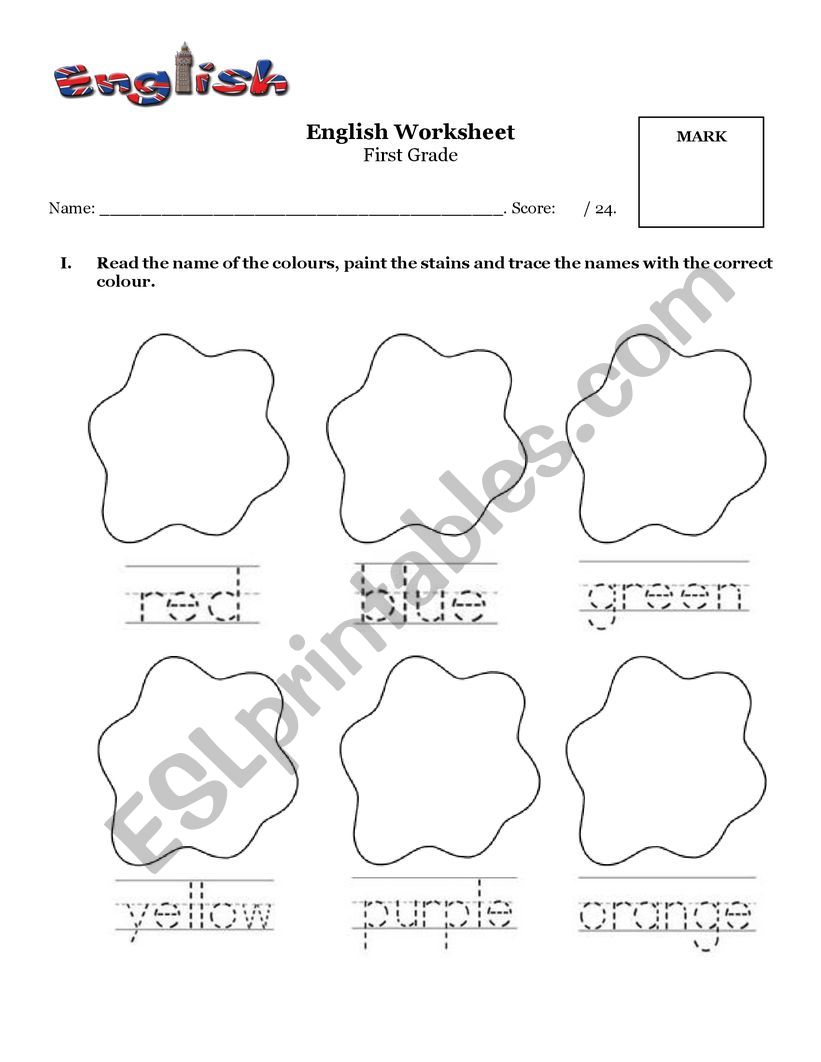 Colours worksheet