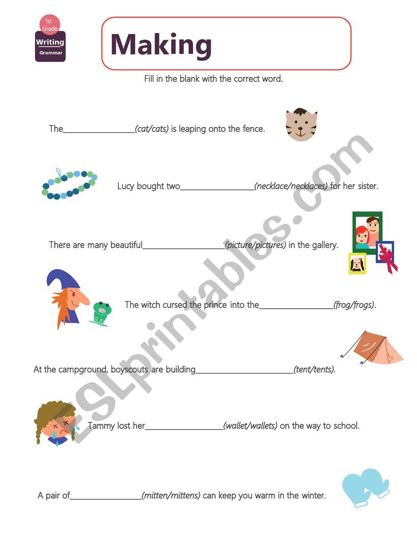 make sentenses worksheet