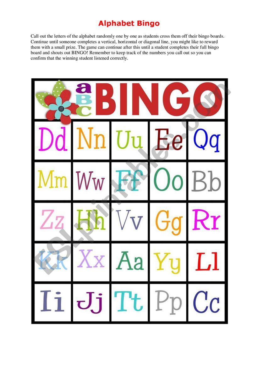 Bingo Alphabet worksheet