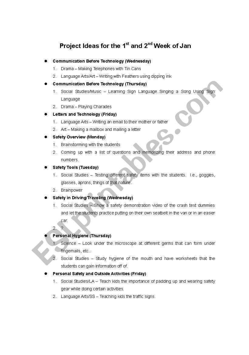 Lesson Plan for a Two Week Study on Tools for Life