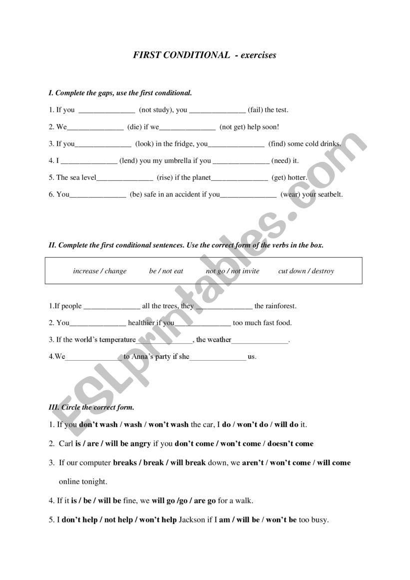 First Conditional worksheet