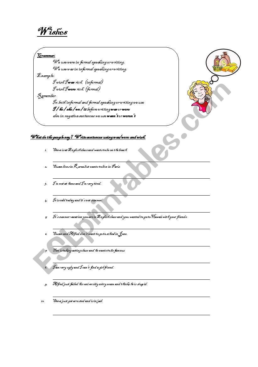 Wishes worksheet