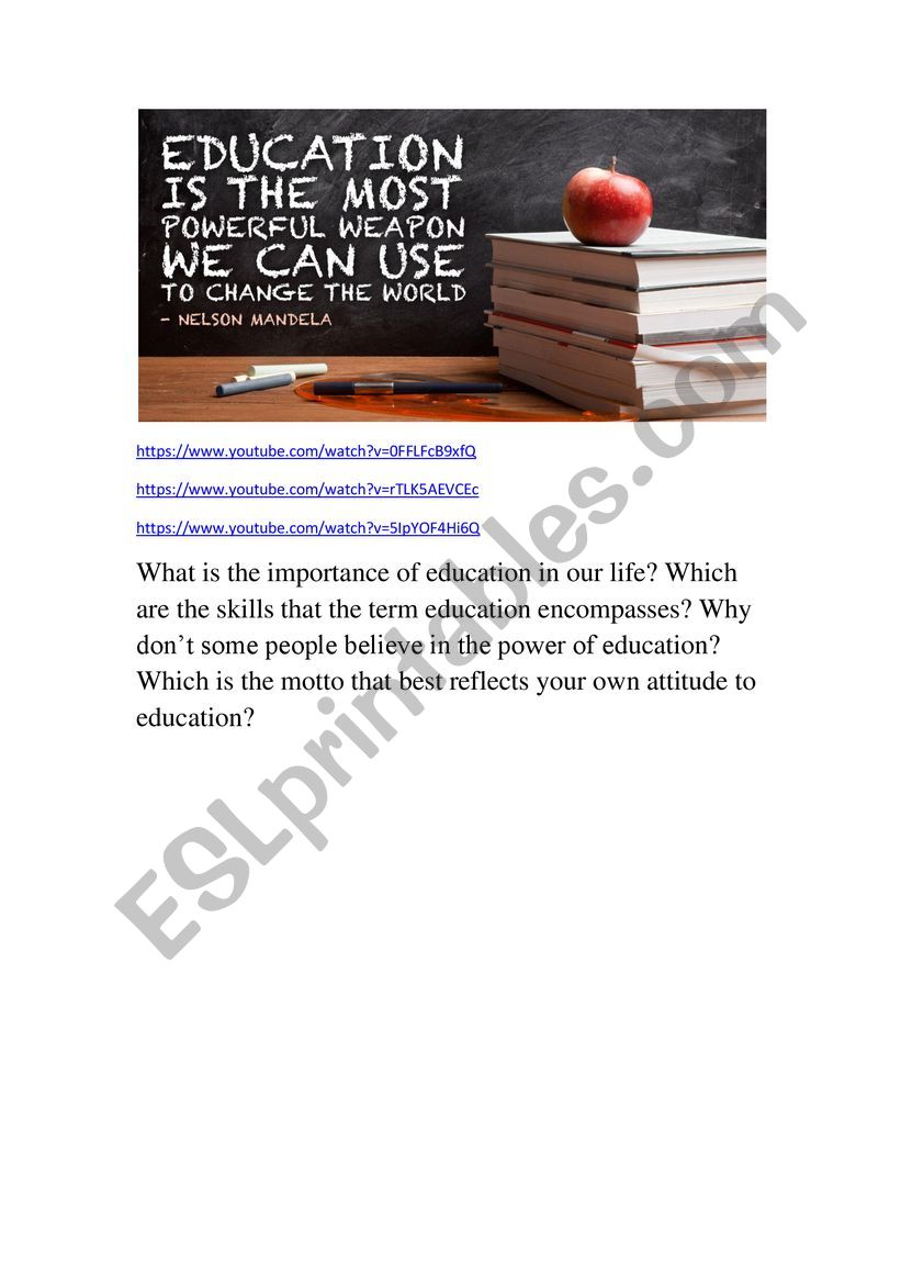 Speaking-Writing prompt about Education