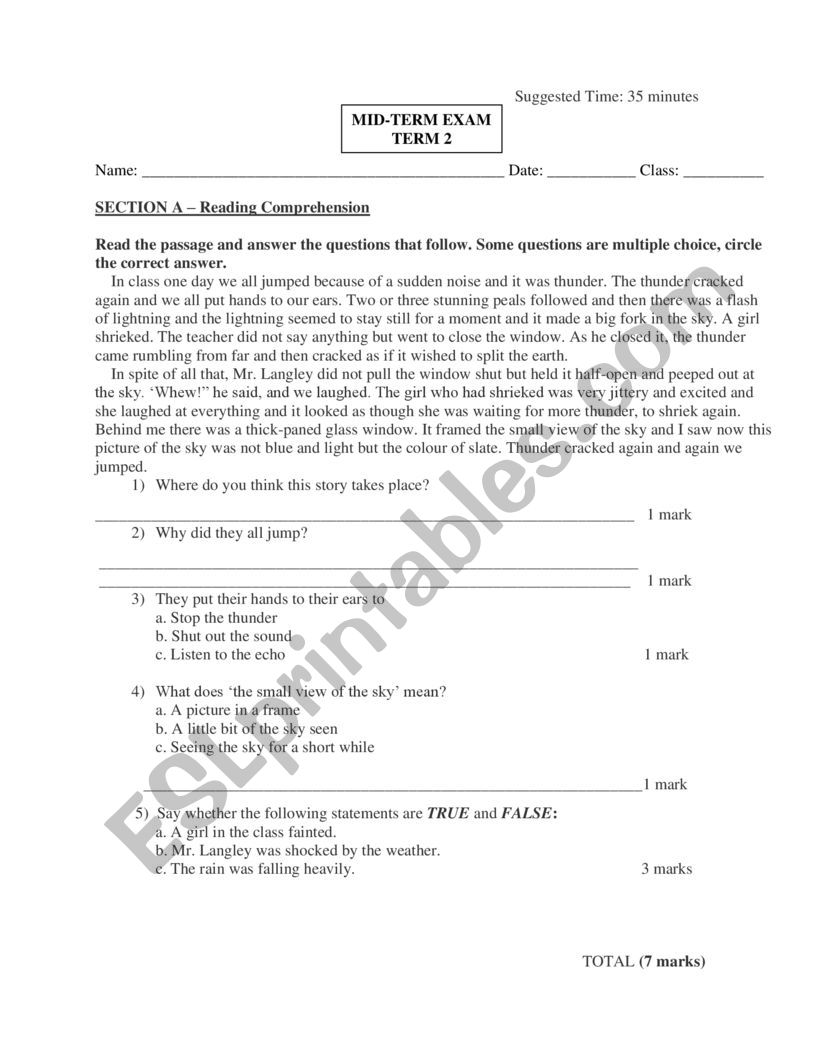 ENGLISH TEST  worksheet