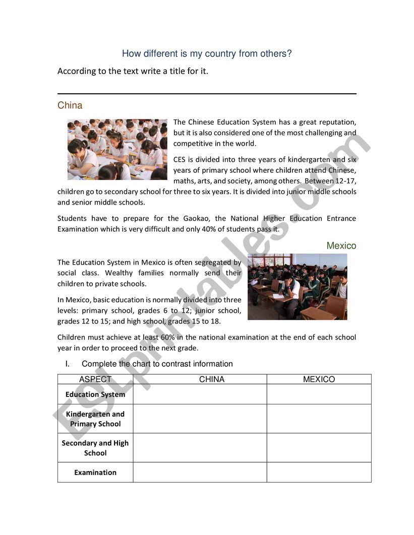 Compare and contrast information