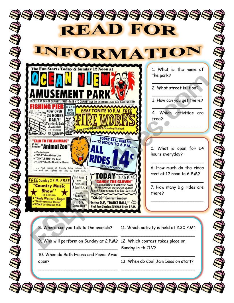 An Amusement Park Poster worksheet