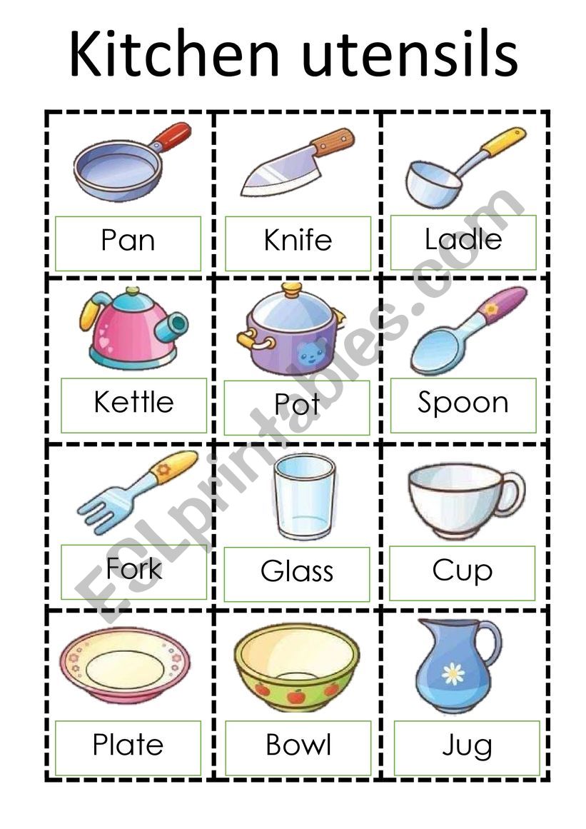 kitchen utensils esl worksheet by lathasha