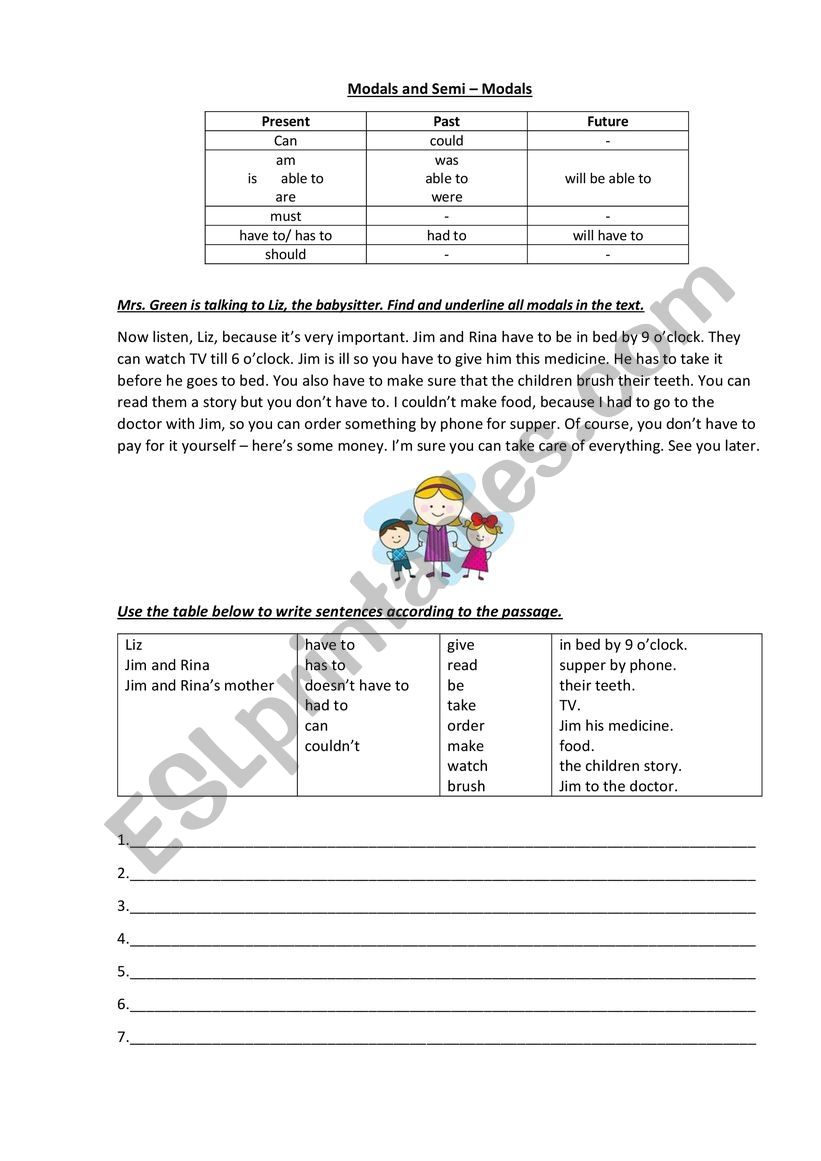 Modals and Semi-Modals worksheet