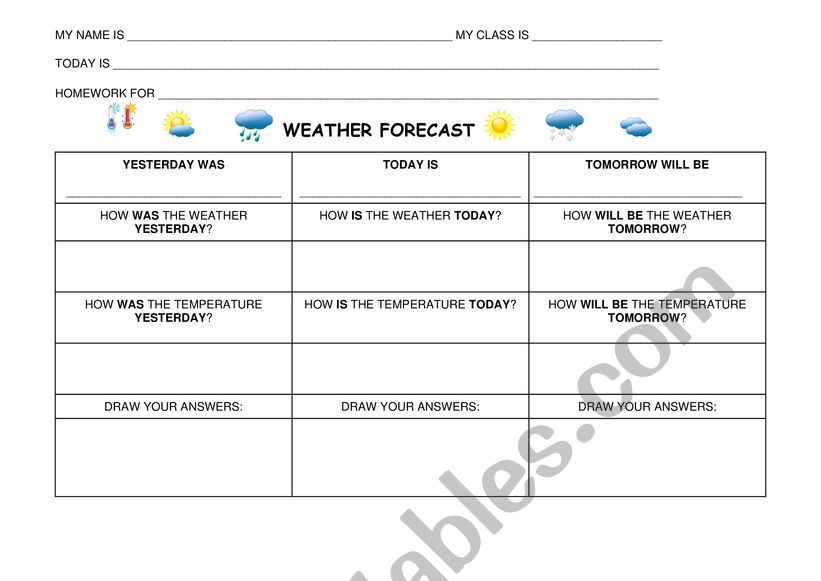 Weather forecast worksheet