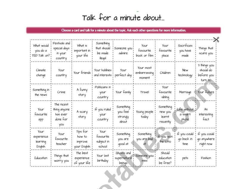 Conversation Topics worksheet