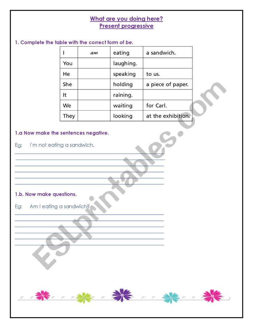 Present Continous worksheet
