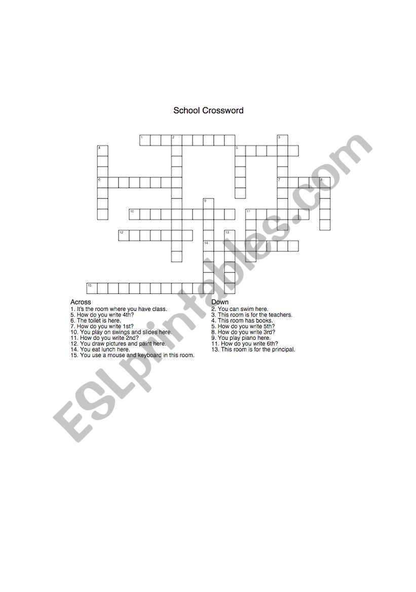 School Crossword worksheet